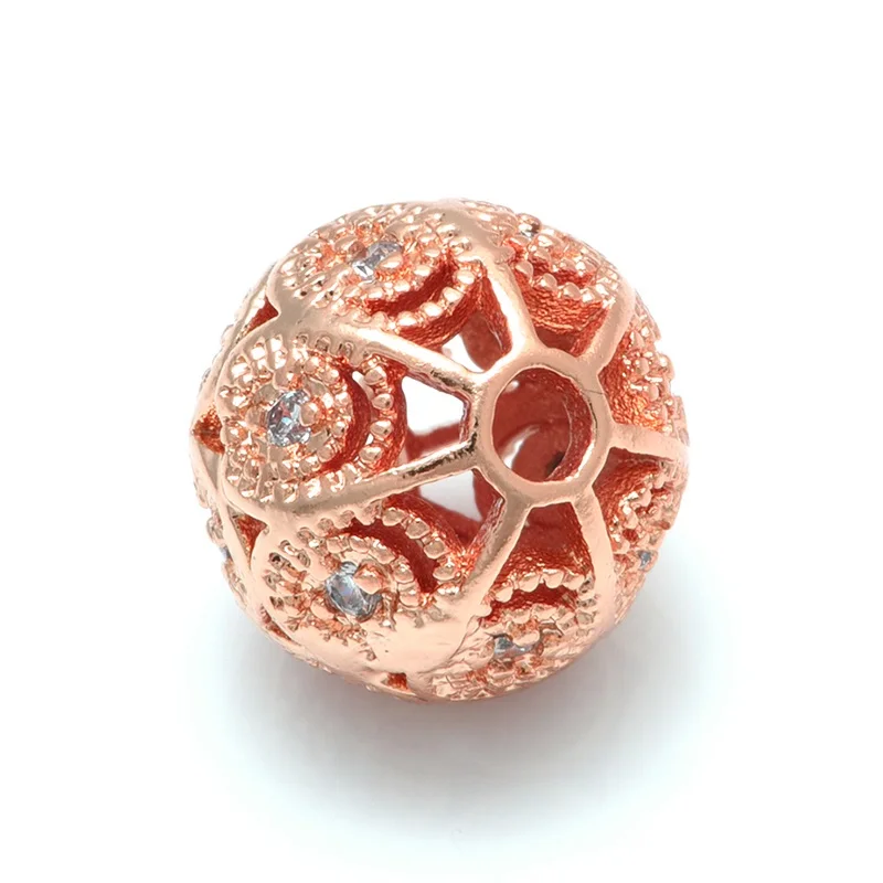 Rose Gold 4 шт. 8 мм 9 видов стилей круглый, со смешанными цветами украшения из бусин латунь, цирконий шарики для DIY браслет ювелирных изделий - Цвет: Rose Gold