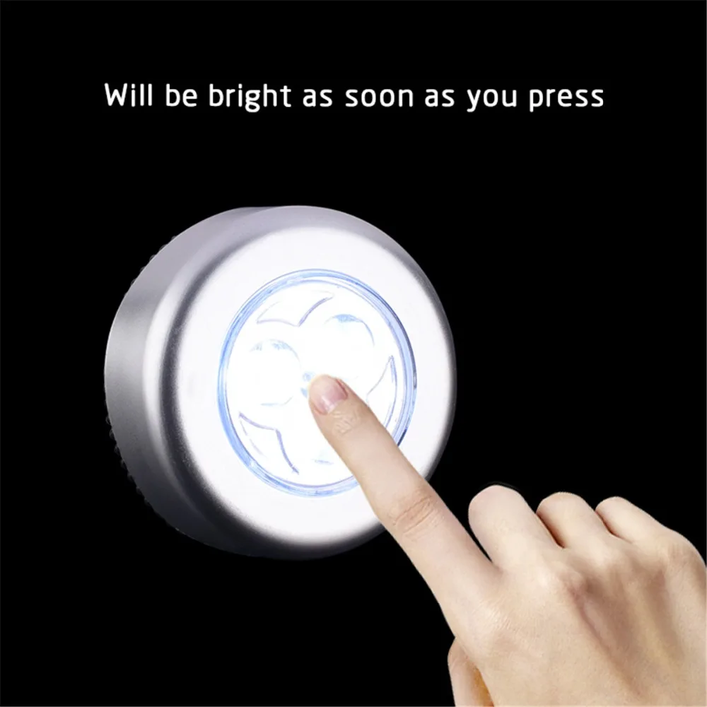 3 светодиодный ночной Светильник Аккумуляторный на батарейках шкаф для шкафа