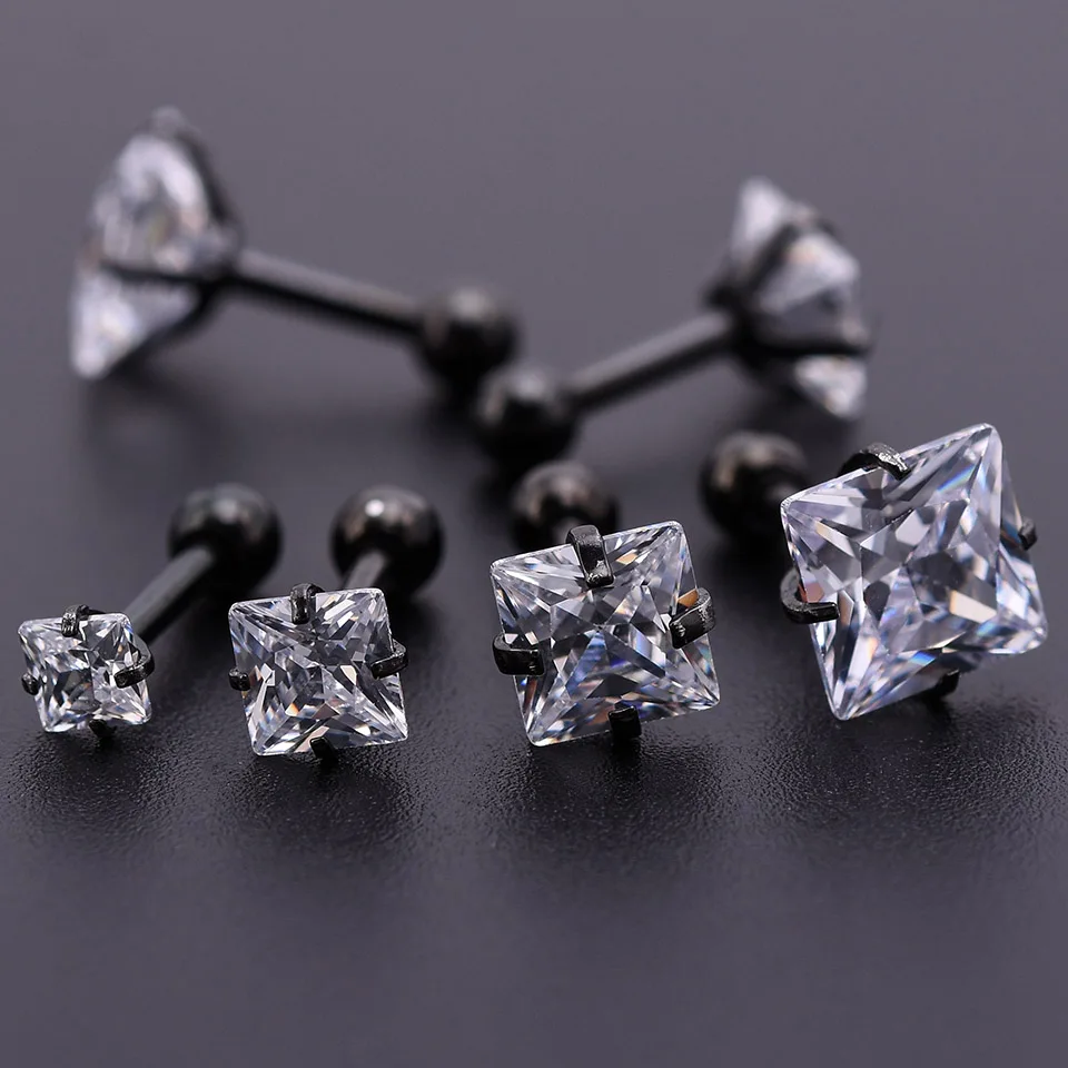 5 Шт. Черный Циркон Кристалл Круглый Шар Язык Губ Бар Кольцо Из Нержавеющей Стали