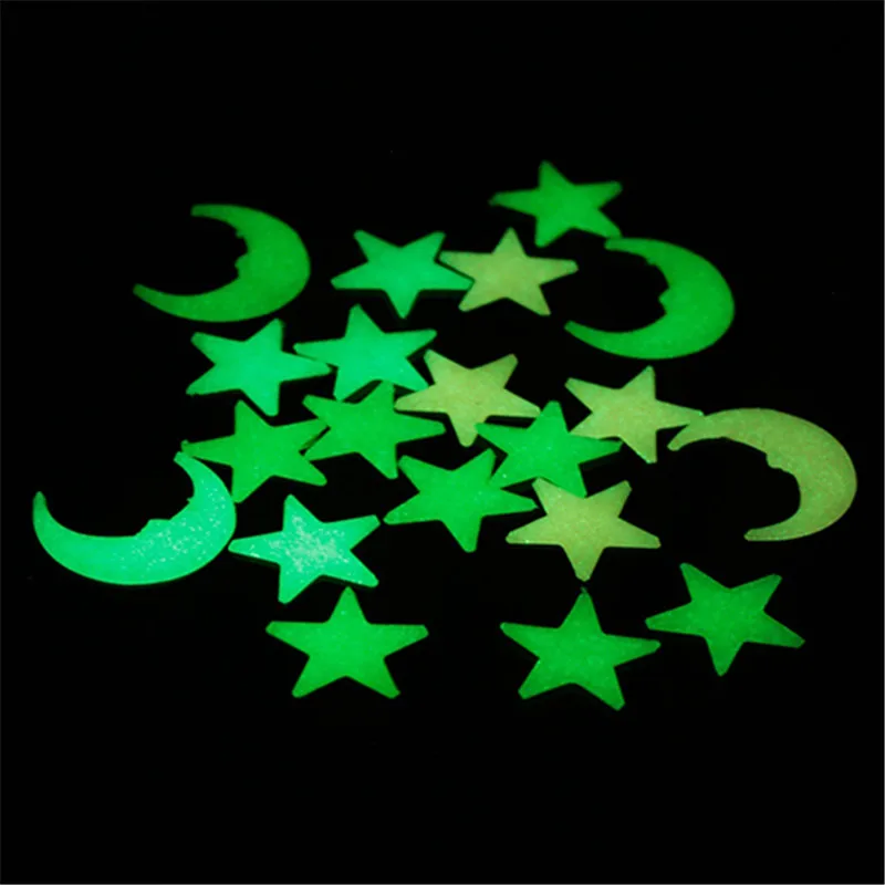 20 шт. светится в темноте звезды лунные Стикеры Декор для дома наклейки на стену 3D