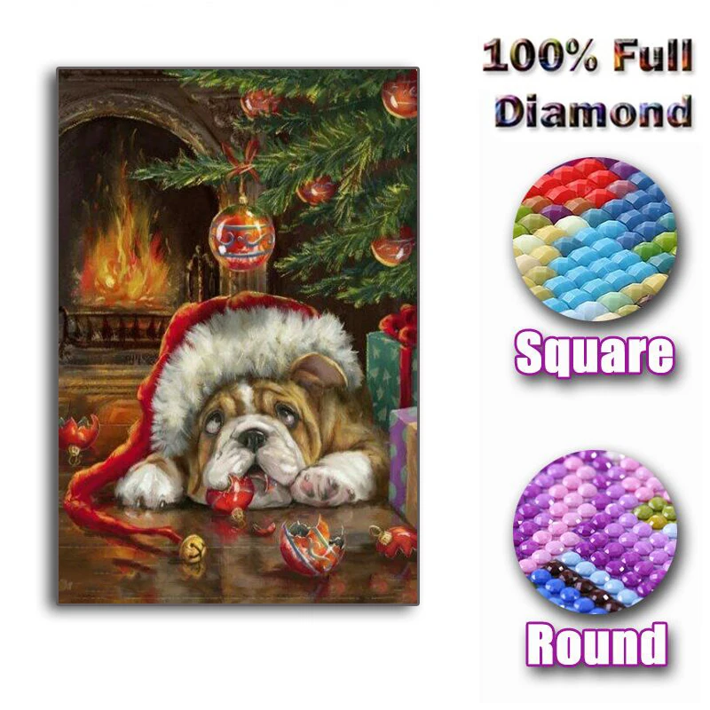 

5D DIY Diamond Painting "Christmas Shar Pei" 3D Diamond Embroidered Animal Picture Cross Stitch Mosaic Home Decoration New Year