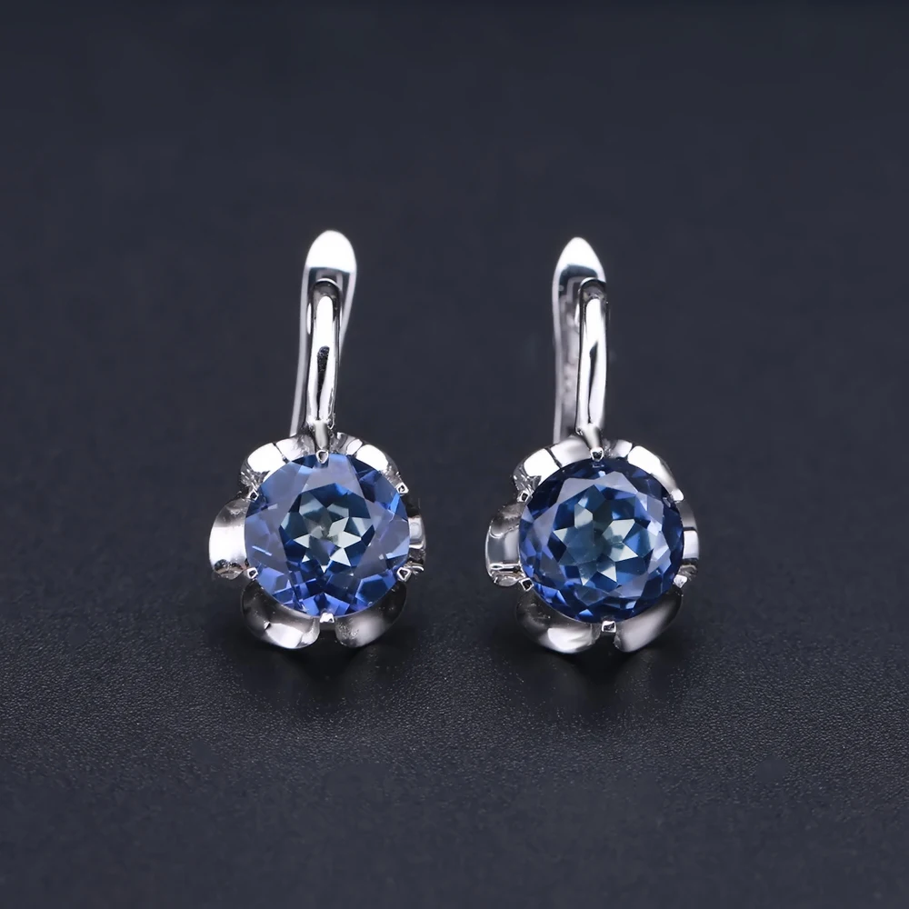 Серьги Клипсы из натурального мистического кварца иолита серебро 925