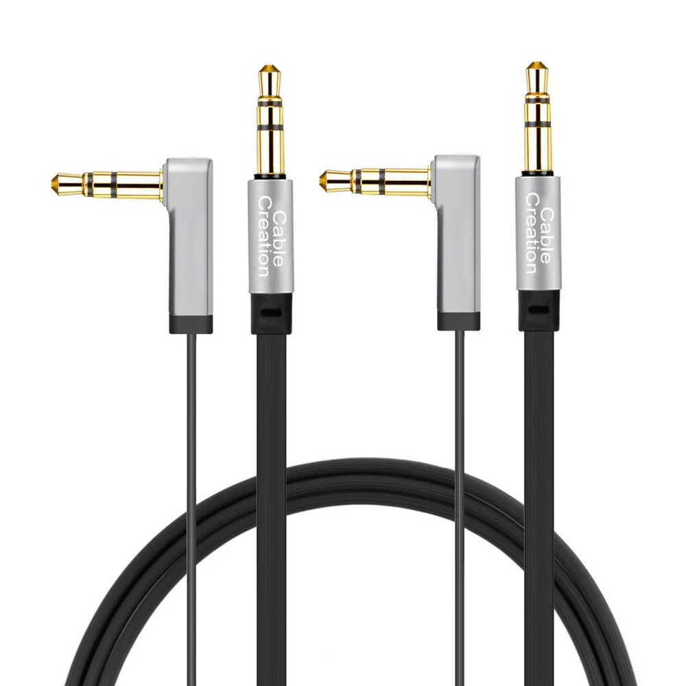 Кабель CableCreation [2-Pack] 3 5 мм вспомогательный под прямым углом 90 градусов совместимый