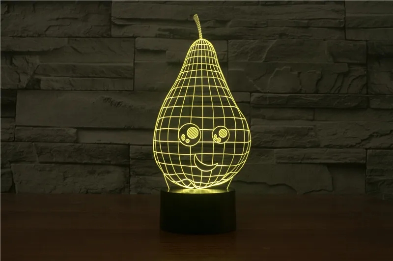 3D ночник груша USB Led Настольная лампа Милая улыбающееся лицо детское спальное