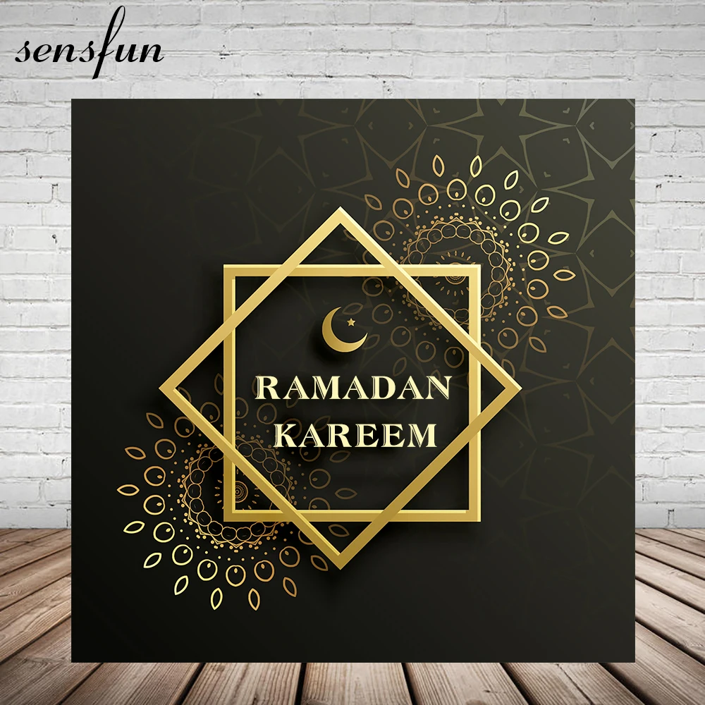 Sensfun Eid Mubarak Рамадан кареем черный фон Золотая Луна фоны для фотостудии на заказ
