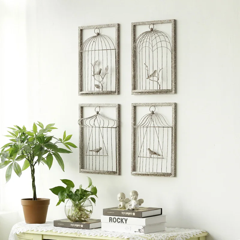 Винтажная кованая железная 3d птичья клетка настенный подвесной фон настенное