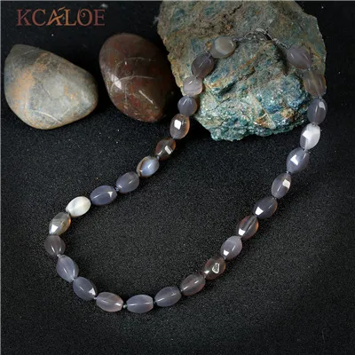 gray agate Женское Ожерелье Из Зелёной Яшмы Качественные Натуральные Камни Ювелирные Изделия Модные Украшения Бусы На Шею - Окраска металла: gray agate