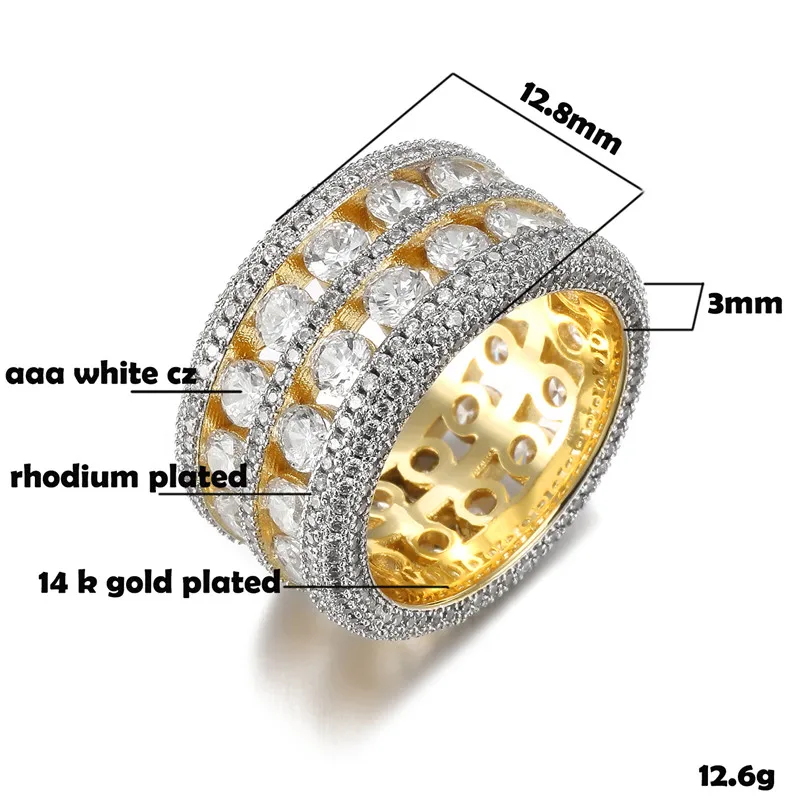VANAXIN Bling CZ Кристалл широкое кольцо унисекс панк хип хоп кольца для женщин и мужчин циркония Золото Серебро Цвет Модные праздничные ювелирные изделия