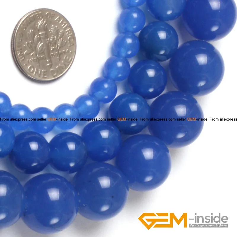 

Natural Stone Blue Agates Round Beads For Jewelry Making Strand 15 inch DIY Bracelet Necklace Jeweley Bead 6mm 8mm 10mm 12mm