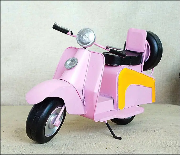 pink Большой металлический винтажный скутер модель мотоцикла ручной работы ретро двигатель модель автомобиля железная, ручной работы мотоцикл домашний рабочий стол Декор - Цвет: pink