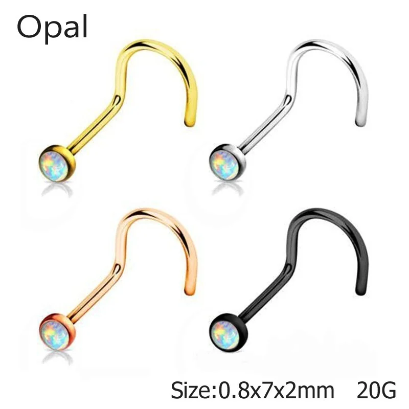1 шт. хирургический стальной нос винт кольцо опал Носовая кость Стад фиксатор