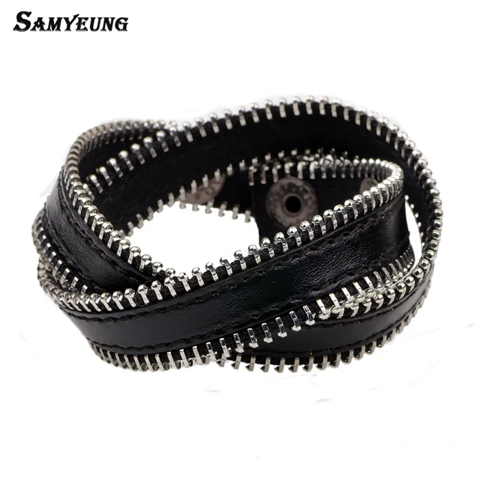 Samyeung подвеска в стиле стимпанк браслеты на молнии женские кожаные Braclet мужские