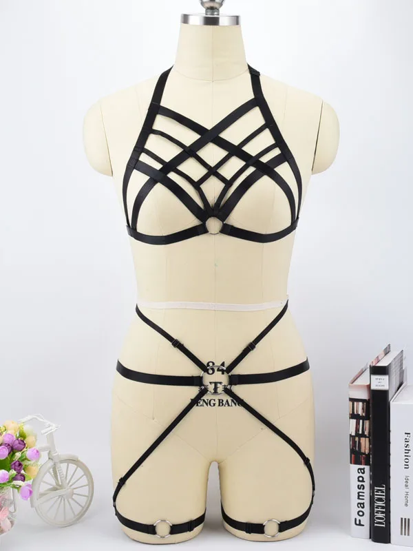 Черная обвязка для тела бондажное белье регулируемое Харадзюку портупея в
