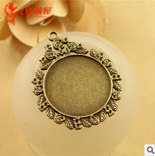 

(A3575) 30pcs/bag size 45*36mm fitting 25mm colour bronze round rose Antique diy pendant Jewelry findings for chain accessories