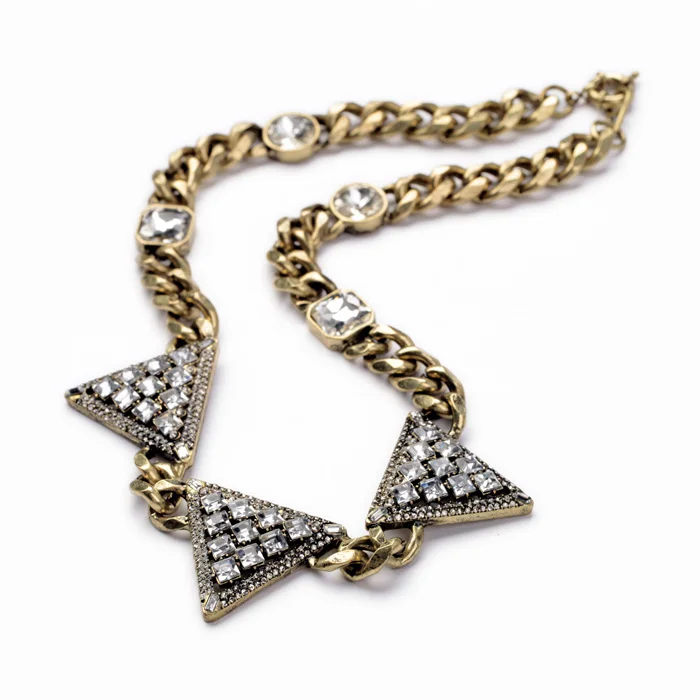 Крупная цена прозрачные кристаллы треугольные ожерелья и подвески винтажные