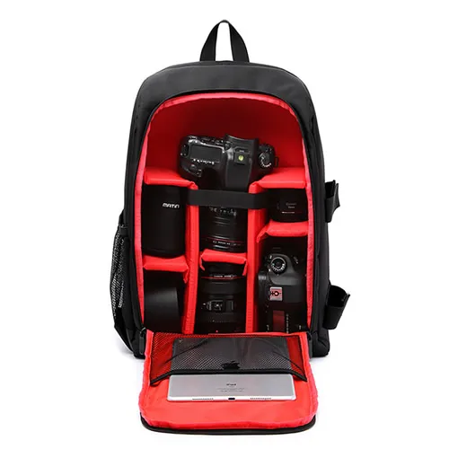 Водонепроницаемый противоударный мульти функциональные DSLR Камера сумка женская Для мужчин, сумка для ноутбука 15-дюймовый рюкзак для цифровой зеркальной камеры Nikon Canon SLR cameera объектив - Цвет: Красный