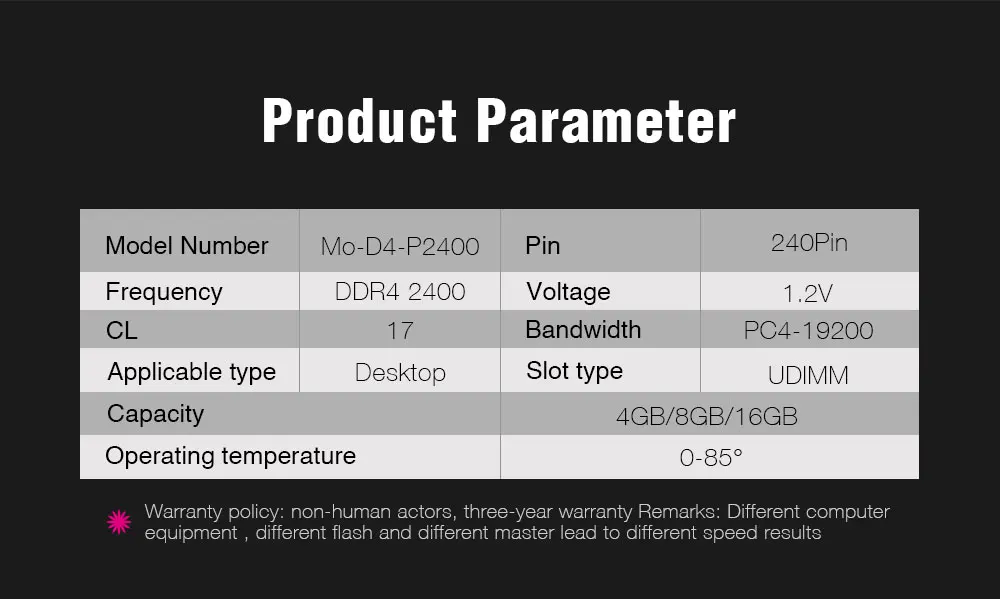 Moweek оперативная Память ddr4 4 ГБ 8 ГБ оперативной памяти, 16 Гб встроенной памяти компьютера 2400 МГц 288PIN 1,2 V для настольного компьютера