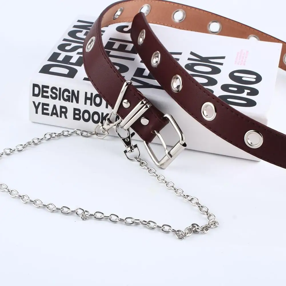 Женский ремень с дырками декоративный пояс в стиле панк Корейском для джинсов