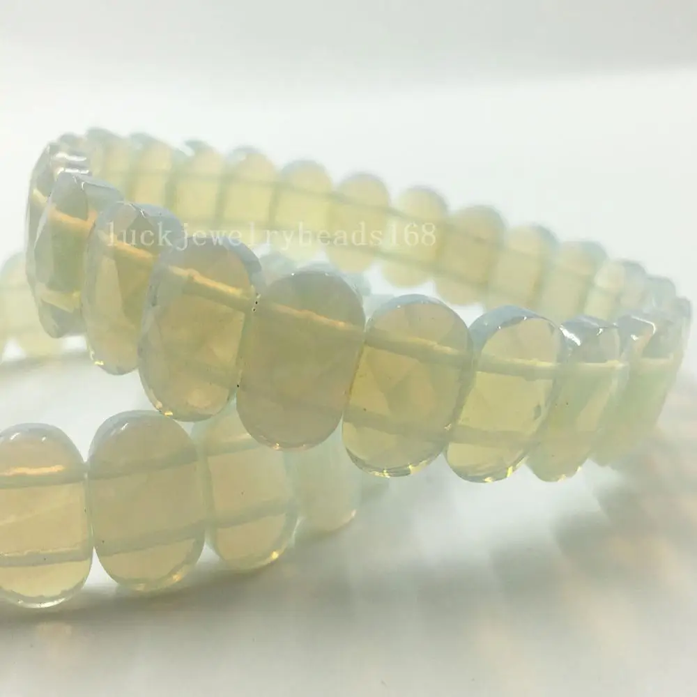 Opal FG8381 Граненый лазурит авантюрин Лабрадорит Опал Кристалл Flourite Jaspe Unakite продолговатые бусины стрейч браслет WFH482 - Окраска металла: Opal FG8381