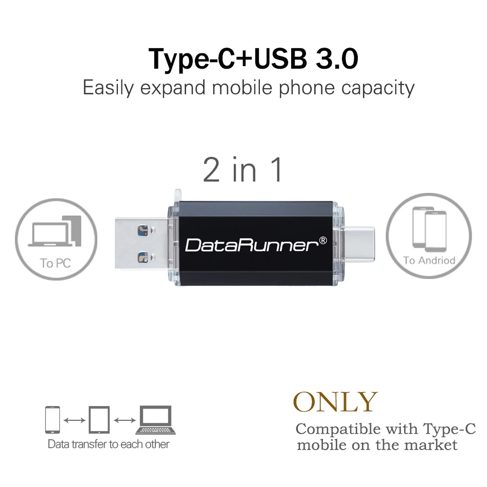 DataRunner OTG USB флеш накопитель 2 в 1 Тип C и Usb флешка 3 0 16 ГБ 32 64 Гб 128 256 Флешка 0|USB