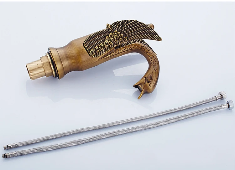 Античный латунный кран для раковины в форме лебедя ванной комнаты с одним