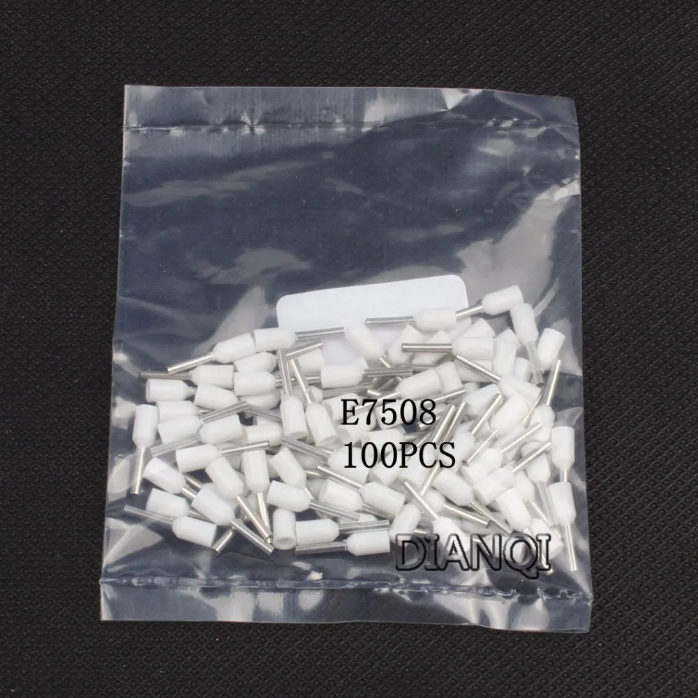 E7508 100 шт./упак. трубки Изоляционные изолированные клеммы 0.75MM2 кабель провода разъем изоляционные обжимной терминал разъем для электронных сигарет
