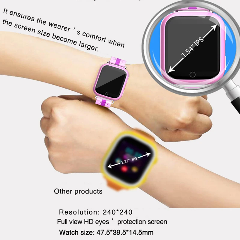 Gps ребенка умным часы Детские Smartwatch 1 54 &quotСенсорный экран детей SOS вызова