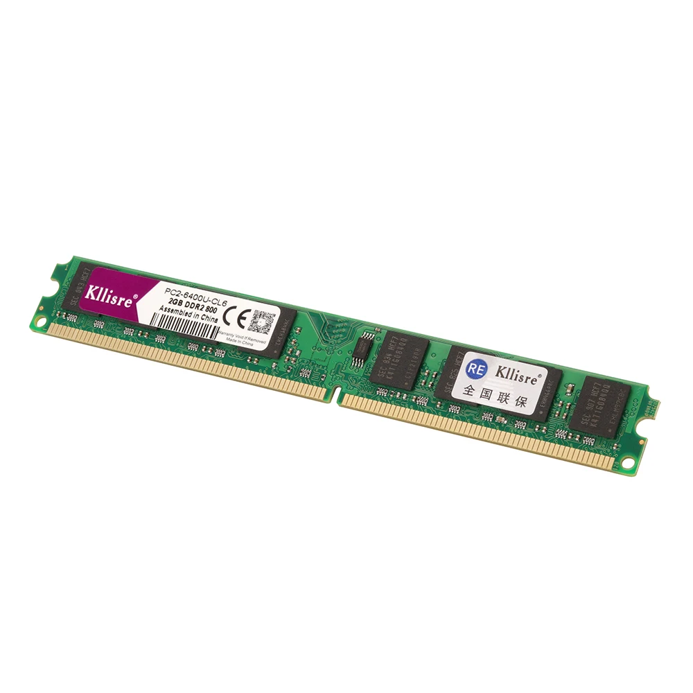Kllisre DDR2(2pcs X2GB) Ram 2GB 800MHz PC2-6400U 1,8 V CL6 240Pin non-ECC настольная Память Dimm Новинка