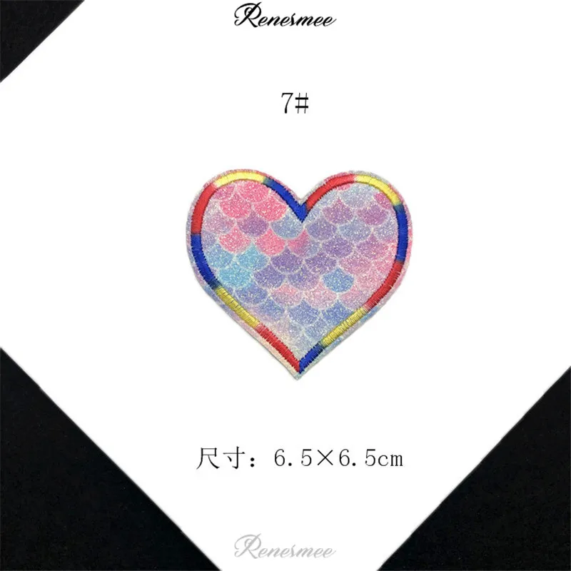 5 шт. тканевые наклейки с блестками и вышивкой в виде сердечек декоративные для