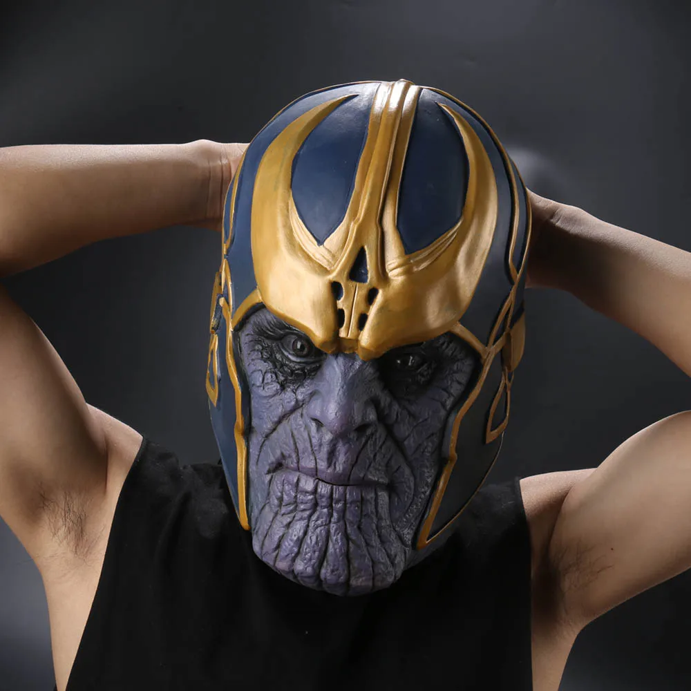 mask Новые мстители 3 бесконечные войны танос косплей маска для лица шлем перчатки руки рукавица супергерой латекс вечерние Хэллоуин реквизит - Цвет: mask