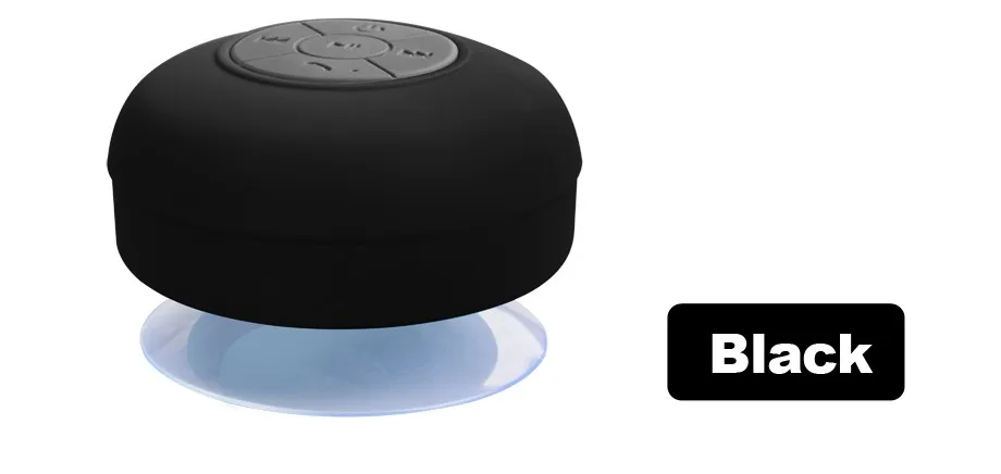 Мини беспроводной Bluetooth динамик "Hands Free" водонепроницаемый автомобильный ванной офис пляж стерео сабвуфер музыка громкий динамик с всасыванием - Цвет: Черный