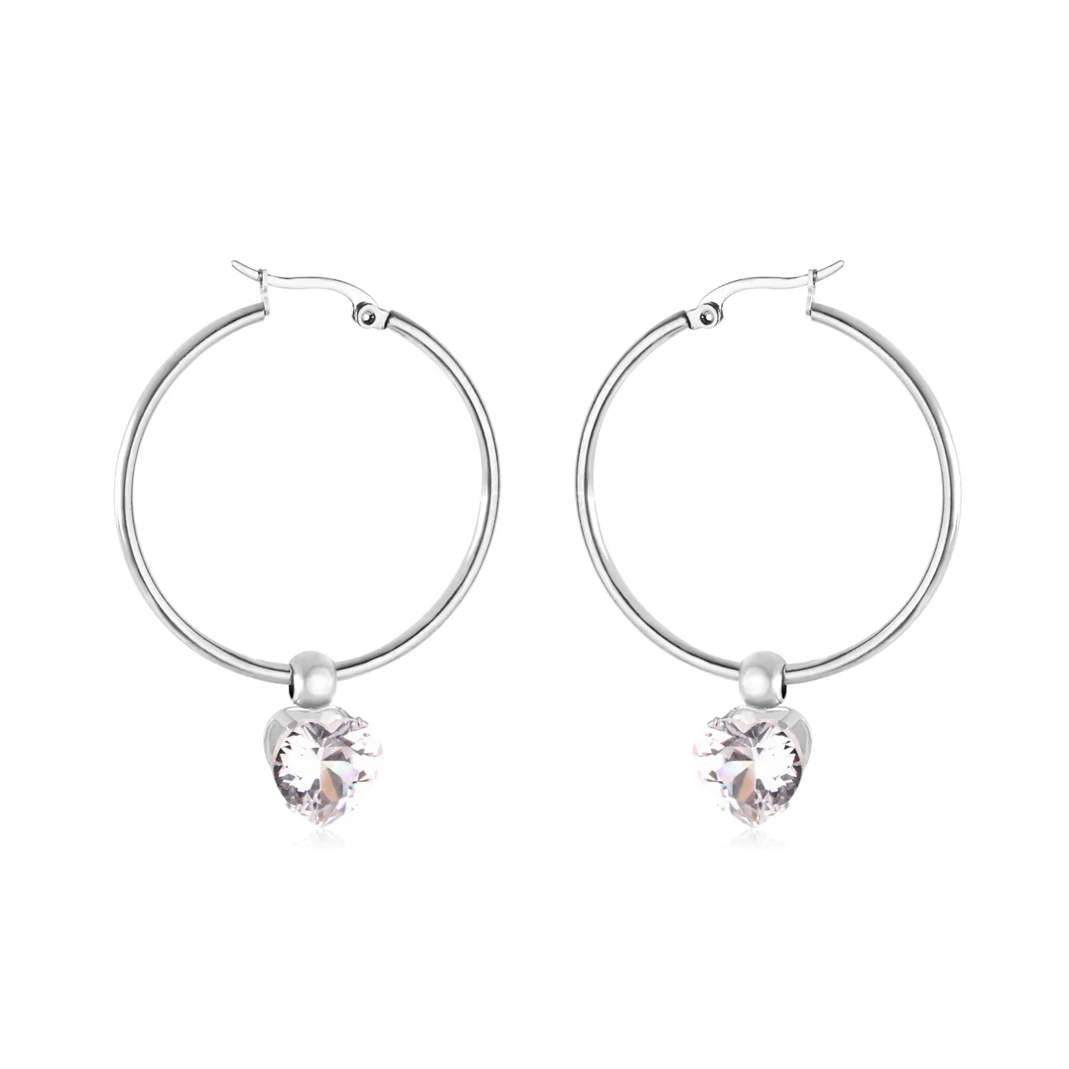 Женские двухкомпонентные серьги LUXUSTEEL круглые обруч из нержавеющей стали с