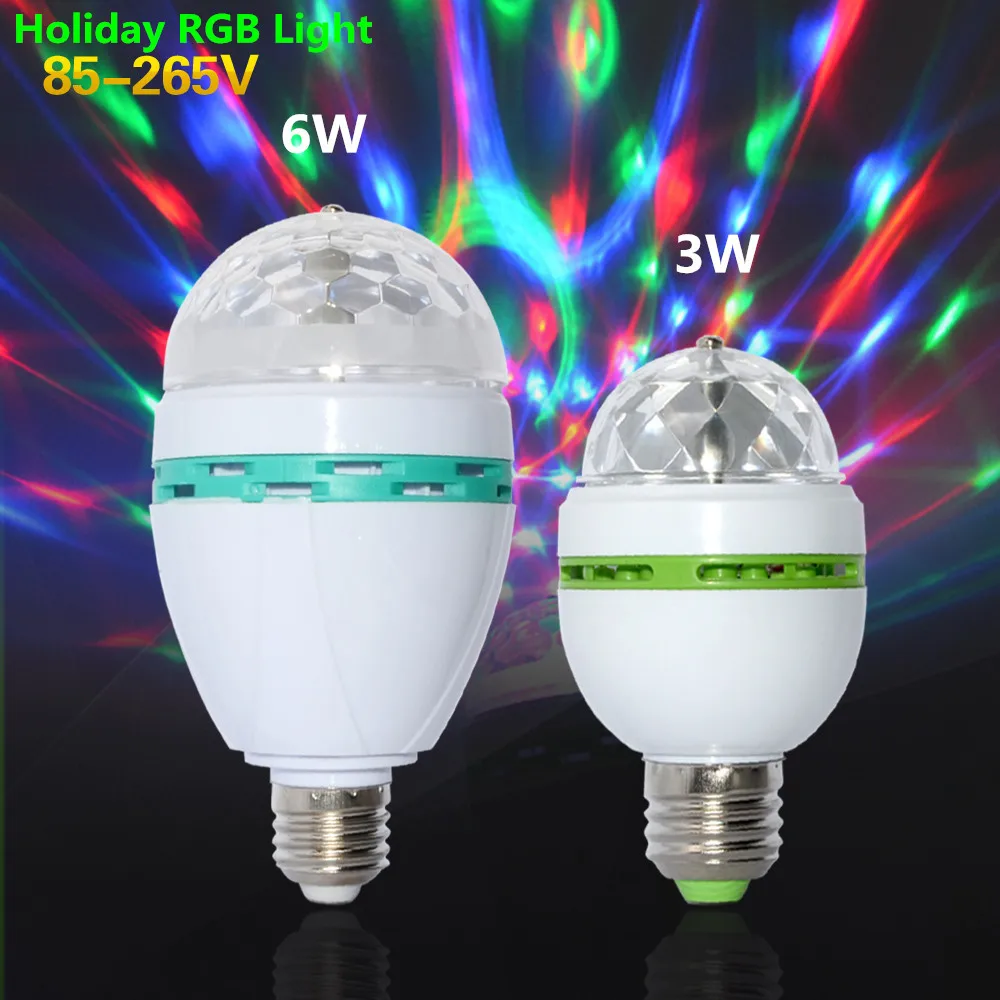 RGB Праздничная лампа Led E27 3 Вт 6 AC 85 265 в 110 В 220 сценические огни проектор для