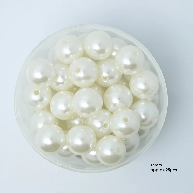 14mm Ivory 25Pcs Размер 4, 6, 8, 10, 12, 14, 16, 18, 20 мм белый, цвета айвори ABS имитация жемчуга бусины для DIY изготовления ювелирных изделий/украшения дома аксессуары - Цвет: 14mm Ivory 25Pcs
