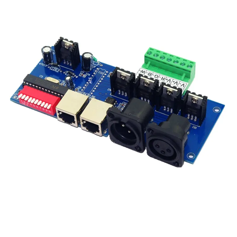 Оптовая продажа 1 шт. 4 канала x 4A с интерфейсом RJ45 RGBW светодиодный контроллер DMX512