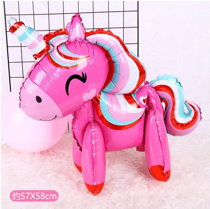 rose red 3D воздушные шары в форме единорога для прогулок Единорог шары Baby Shower гелиевый воздушный шар покрытый фольгой Дети Единорог темы декор для вечеринки в честь Дня рождения поставки - Цвет: rose red