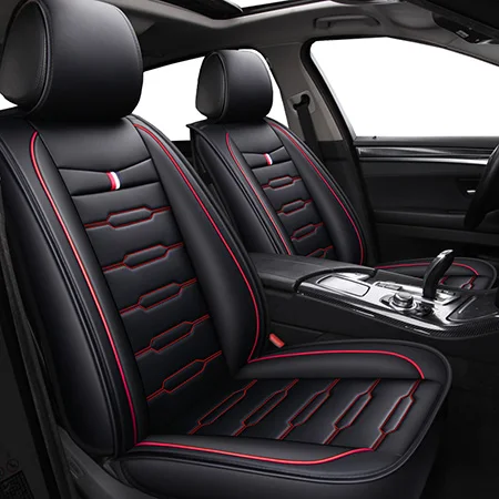 Black Red Standard Кожаные чехлы на сиденья для toyota estima fj cruiser fortuner harrier highlander hilux vitz wish - Название цвета: Black Red Standard