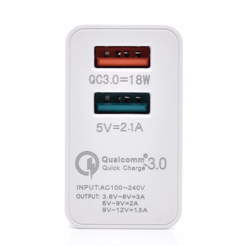 ЕС Quick Charge QC 3.0 2.0 18 Вт 2 USB порта fast Зарядное устройство адаптер + 1 м кабеля micro usb для