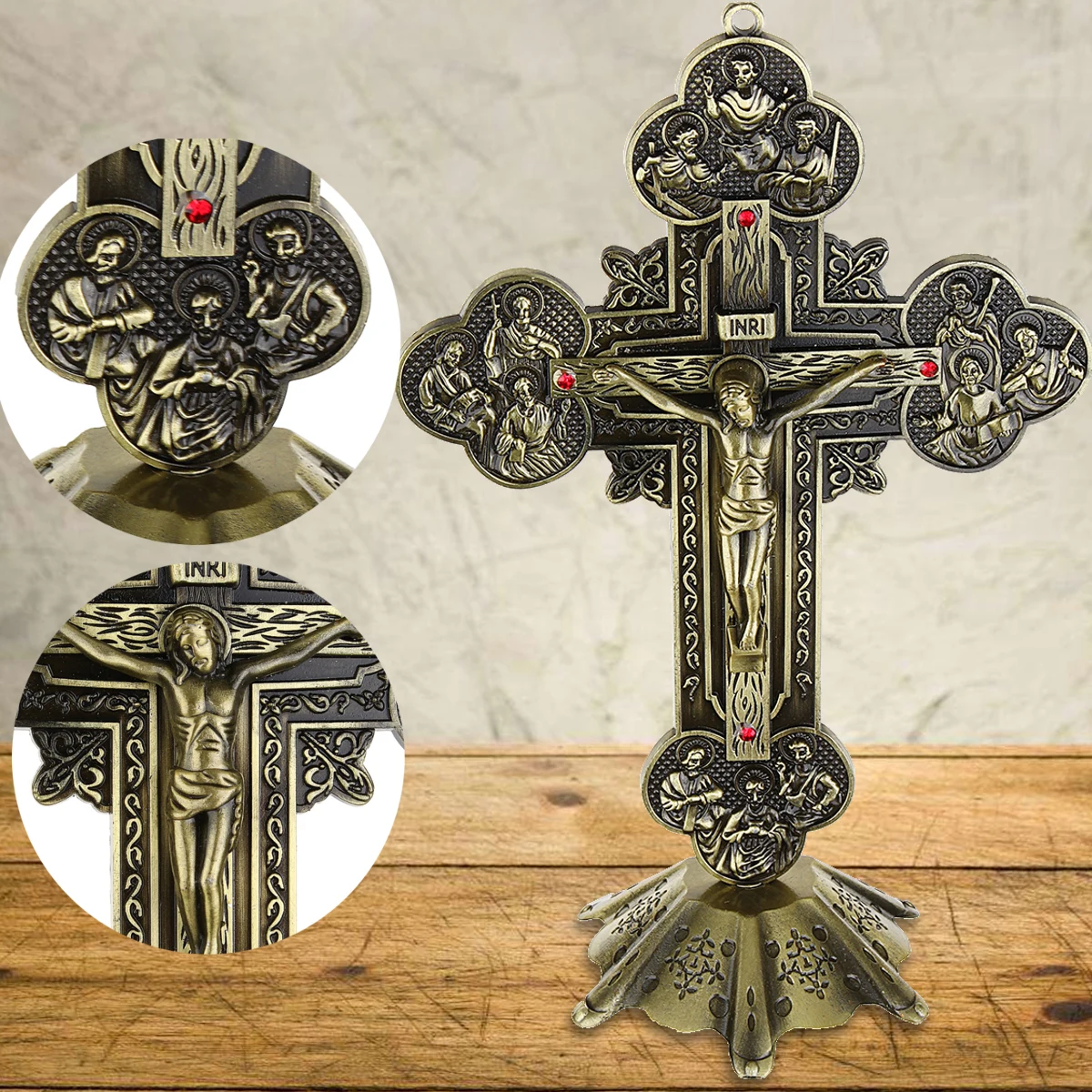 Церковные мощи Распятие Иисуса Христос на стенде крестообразное старинное украшение для дома Часовня на стену 21 см статуэтки