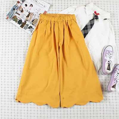 yellow Новые женские укороченные брюки, женские летние широкие брюки с высокой талией, повседневные свободные однотонные женские хлопковые брюки - Цвет: yellow