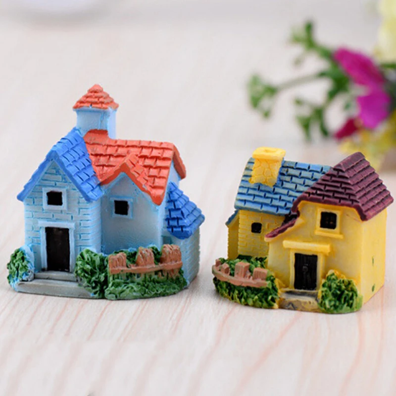 

Mini Castle villa Woodland Fairy Figurines Miniature House Terrarium Figurines Garden Decoration Fairy Garden Miniatures Castles