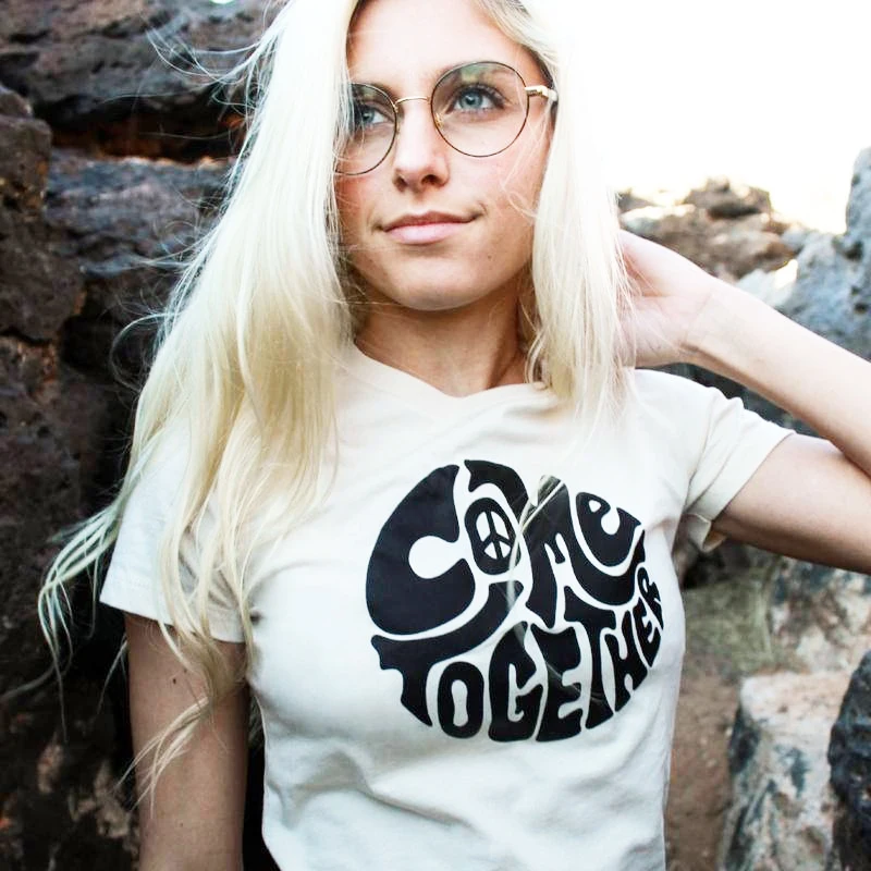 Женская футболка в стиле хиппи Повседневная модная Винтажная с графическим