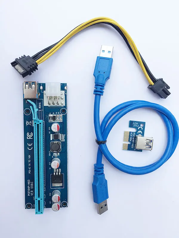 Переходная карта VER 006C PCI E Express для BTC Mining 60 см USB 3 0 6 шт. 1X до 16X расширитель с