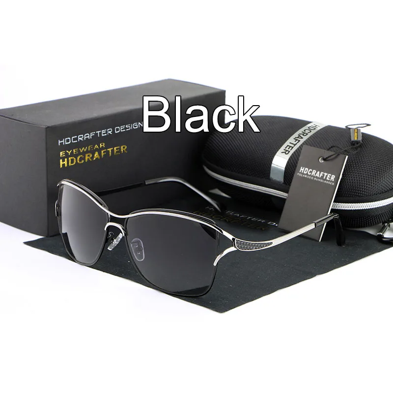 Black HDCRAFTER Роскошные брендовые солнцезащитные очки для женщин элегантные солнцезащитные очки для женщин anteojos de sol mujer солнцезащитные очки oculos de sol - Цвет линз: Black