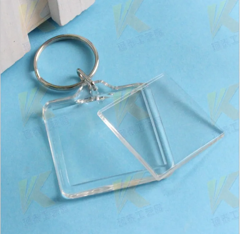 170 Blank Acrylic Square Keychains Insert Photo Keyrings (Key ring chain)1.5"x 1.5"