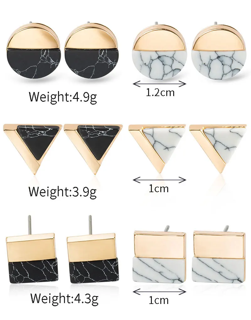 Женские Геометрические серьги-гвоздики Howlite круглые треугольные квадратные под