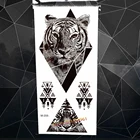 Геометрическая Бриллиант Черный Племенной Тигр временная татуировка мужское тело руки и ноги флэш поддельная Татуировка наклейка Женщины Мужчины треугольник тату Тотем