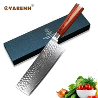 yarenh 6 5 inch kitchen knives japanese damascus high carbon steel slicing vegetable nakiri chefs knife best cooking tools