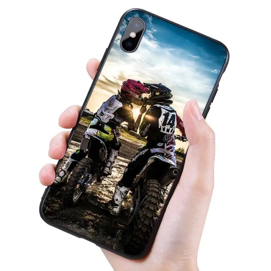 005 Силиконовый черный чехол для iPhone 11 Pro XR X XS MAX 7 8 6 6S Plus 5 5S SE 7Plus 8Plus мобильный телефон moto Cross moto rcycle sports - Цвет: 005