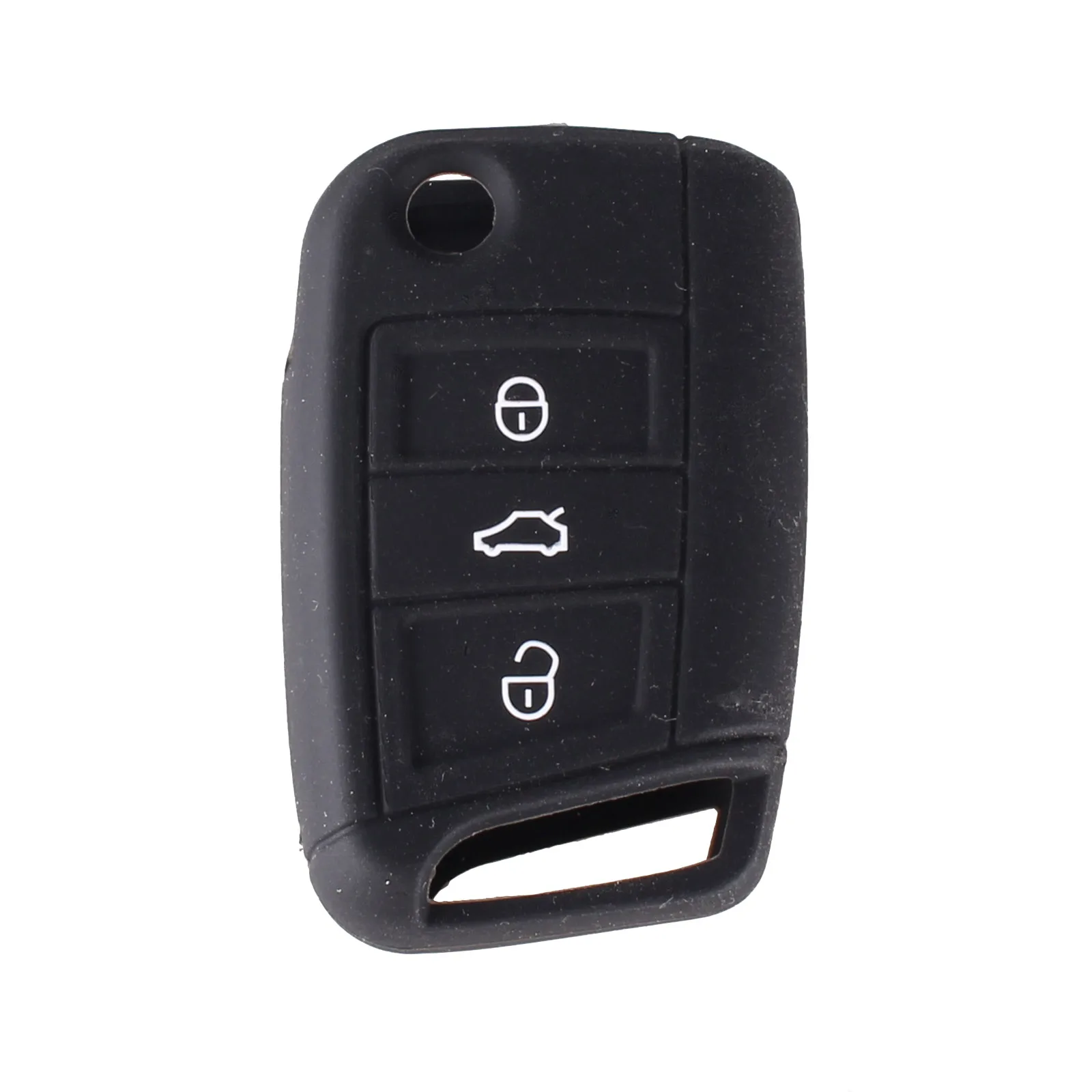 DANDKEY 3 кнопки силиконовый чехол для ключей от машины чехол для VW Polo Golf 7 Tiguan для Skoda Octavia Kodiaq Karoq для сиденья Ateca Leon Ibiza - Название цвета: Черный